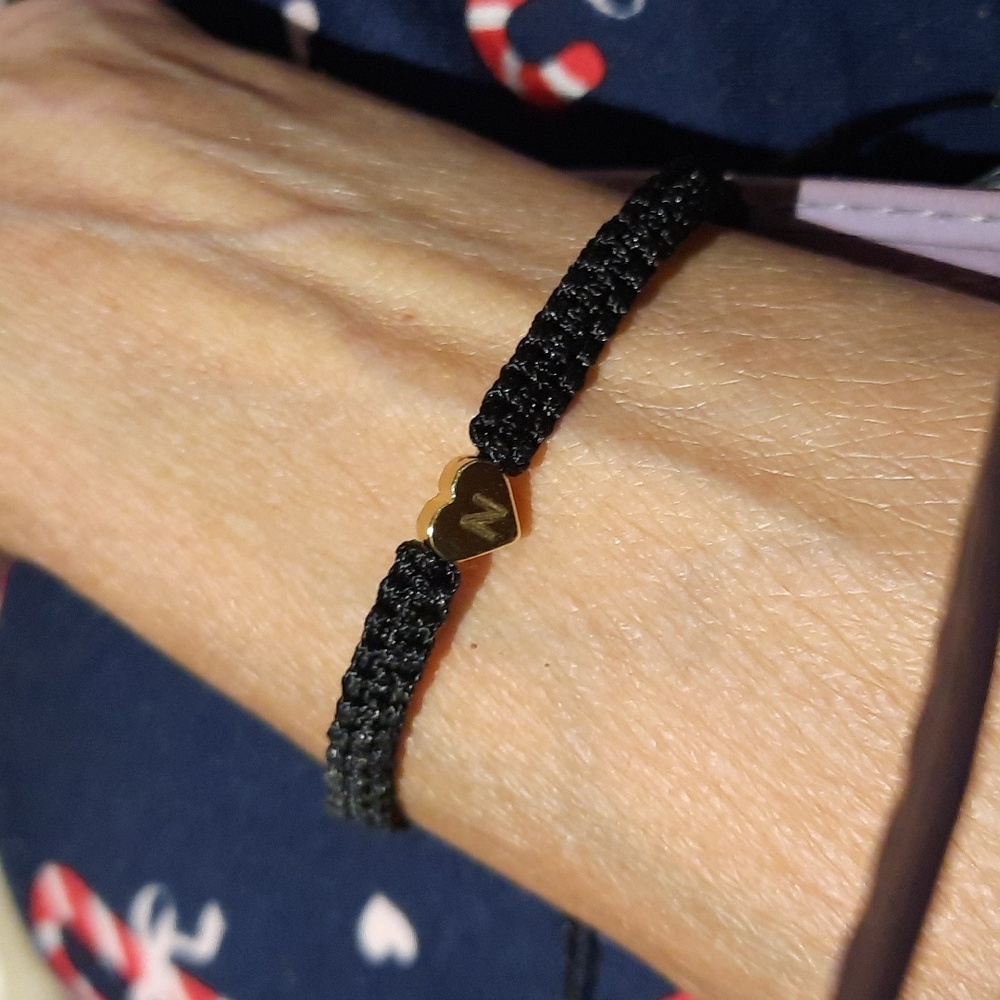 GENUINE SOLID STAINLESS STEEL "N" INITIAL ADJUSTABLE BRAIDED BOLO BRACELET NWT